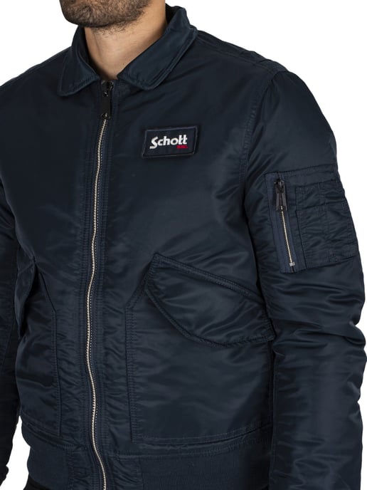 Schott Chaqueta De Bombardero Con Insignia Extraíble, Azul - Image 5