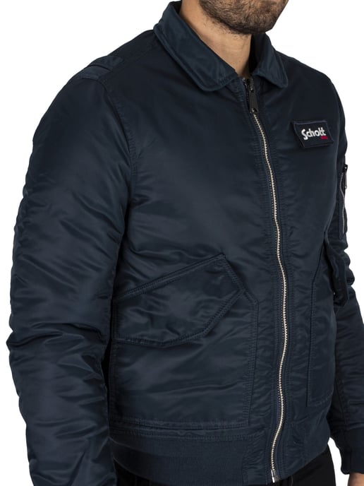 Schott Chaqueta De Bombardero Con Insignia Extraíble, Azul - Image 6