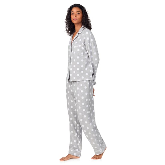 DKNY Conjunto de top de manga larga y pantalón de forro polar, gris con lunares - Image 3