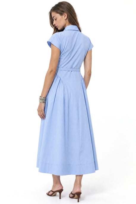 Vestido midi con cinturón y cuello de camisa - Image 3