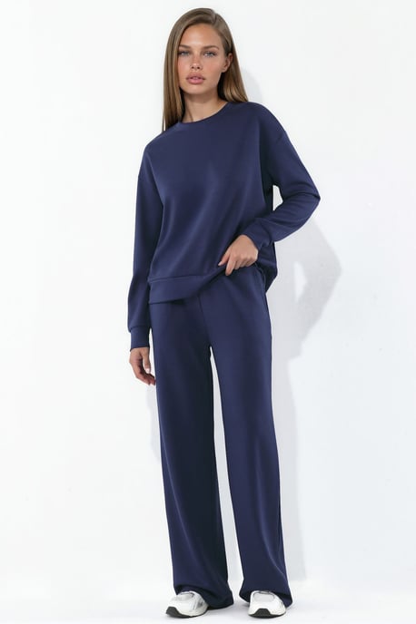 Modal Touch Basic Sudadera y pantalón de pierna ancha, conjunto coordinado de dos piezas - Image 1