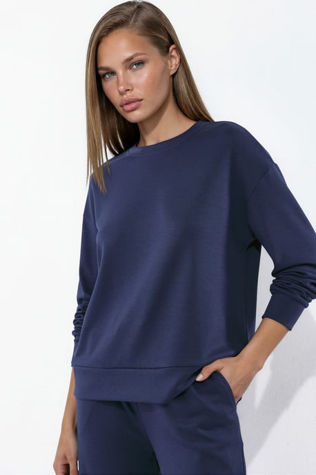 Modal Touch Basic Sudadera y pantalón de pierna ancha, conjunto coordinado de dos piezas - Image 6