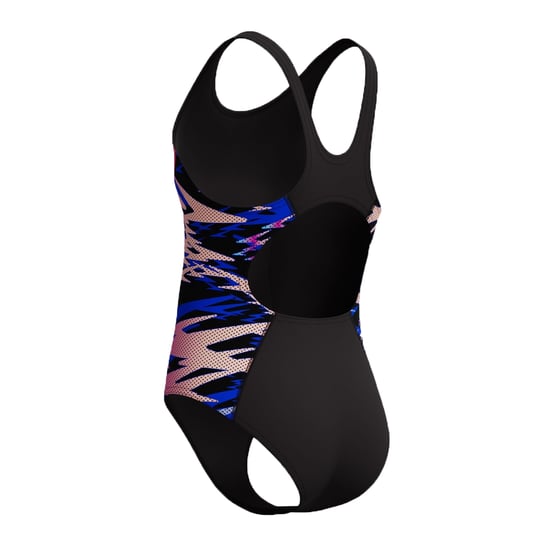 Speedo Bañador de una pieza Muscleback Hyperboom Splice Abstract para niña (Negro/Rosa) - Image 3