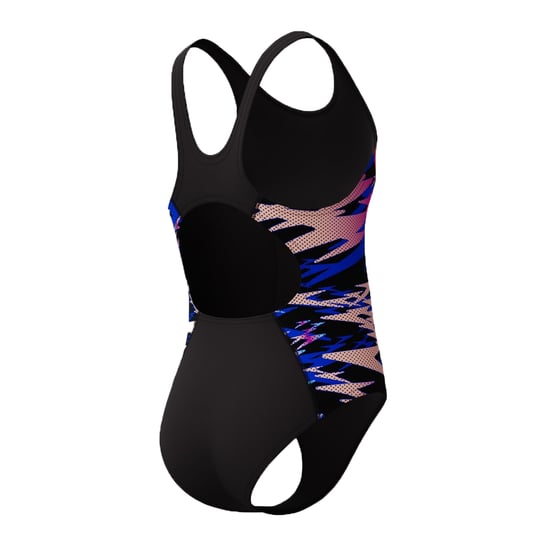 Speedo Bañador de una pieza Muscleback Hyperboom Splice Abstract para niña (Negro/Rosa) - Image 4