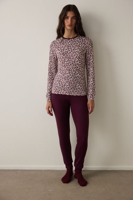 Top de pijama de efecto térmico con estampado de leopardo y manga larga - Image 2