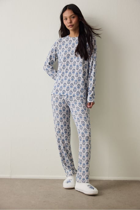 Penti parte de arriba de pijama tipo sudadera con efecto térmico y estampado floral - Image 2
