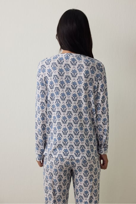 Penti parte de arriba de pijama tipo sudadera con efecto térmico y estampado floral - Image 4