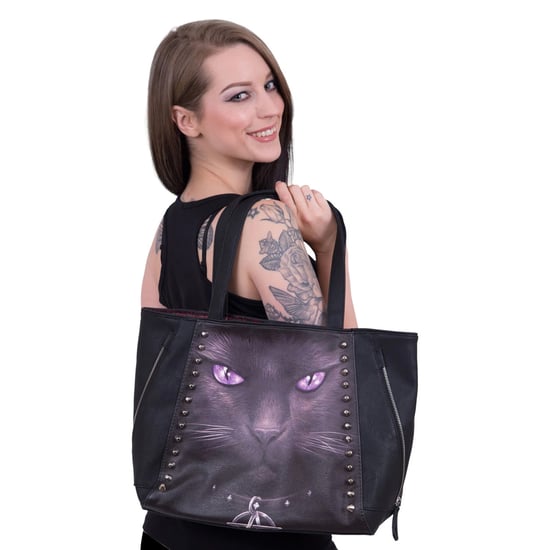 Spiral Bolso tote de piel sintética con gato negro (Negro) - Image 3