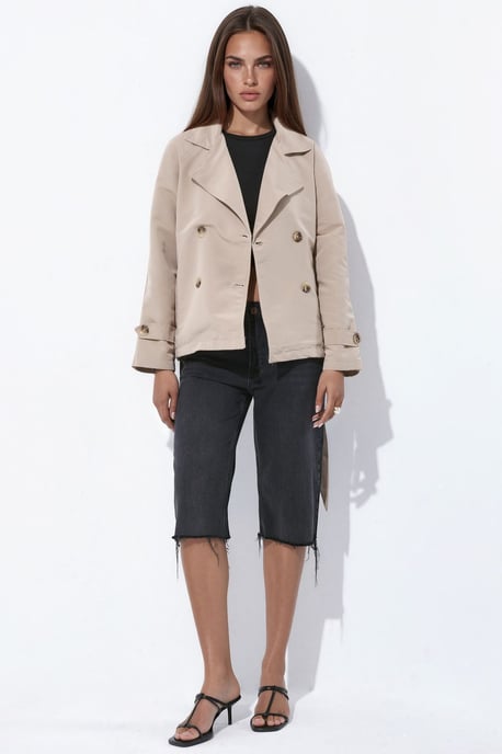 Gabardina corta fluida con cinturón - Image 6
