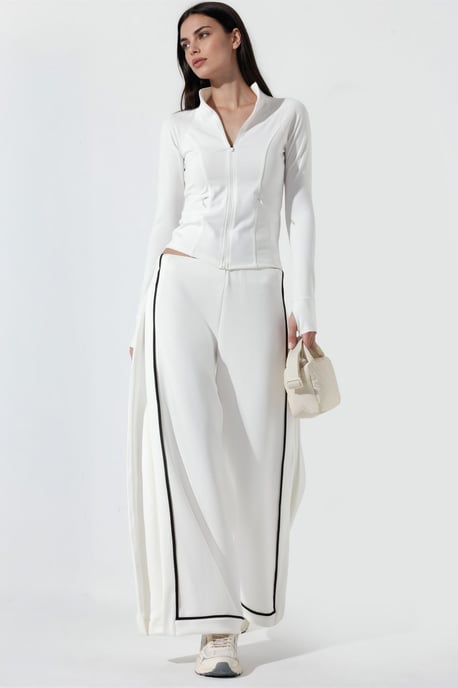 Pantalones de pierna ancha con detalle de ribete en contraste y tacto modal - Image 5