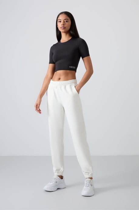 Tommy Life Pantalón jogger de felpa para mujer de cintura alta y corte relajado - Image 2