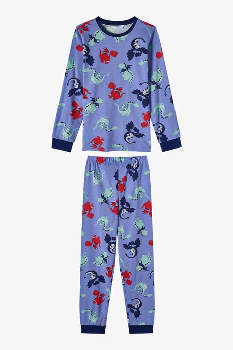 Penti conjunto de pijama para niño de algodón con estampado de dragones y manga larga - Image 1