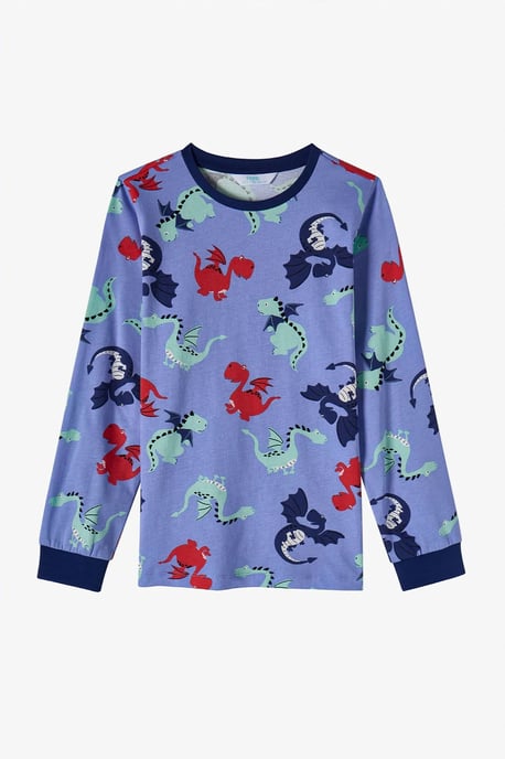 Penti conjunto de pijama para niño de algodón con estampado de dragones y manga larga - Image 5