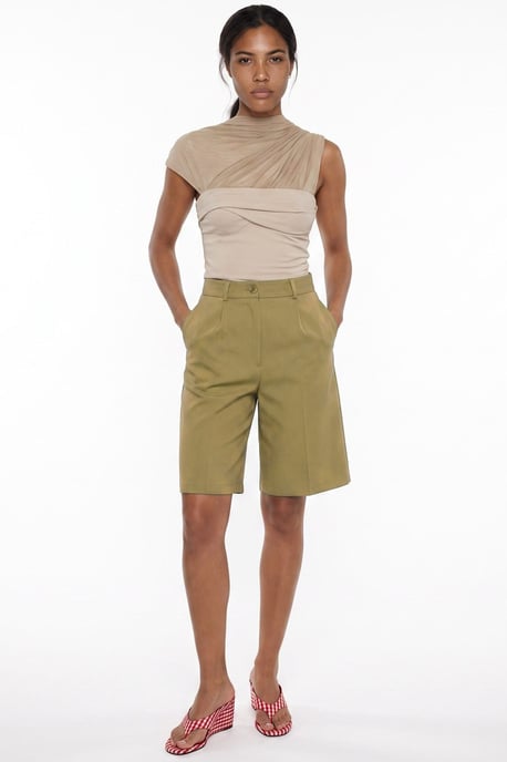 Shorts de cintura alta, pierna ancha y corte sastre - Image 2