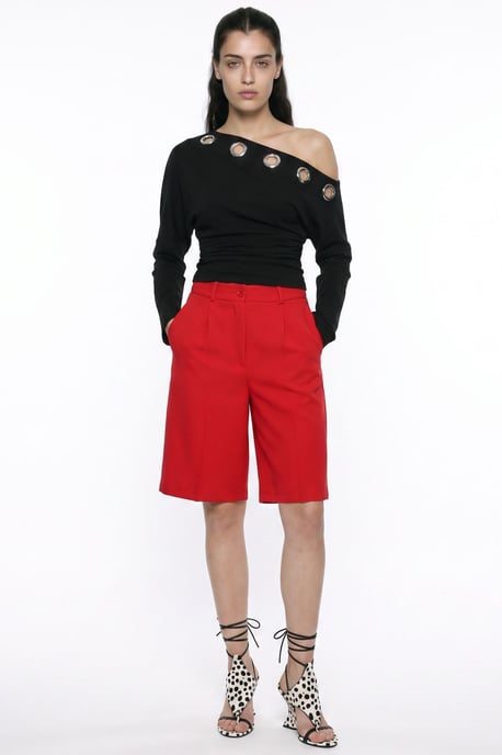Pantalón corto de sastre de cintura alta y pierna ancha - Image 3