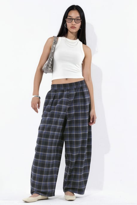 Pantalones de cuadros con cintura elástica y detalle de bolsillos Hiccup - Image 2