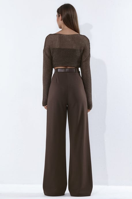 Pantalón palazzo elástico con cinturón - Image 3