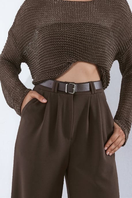 Pantalón palazzo elástico con cinturón - Image 4