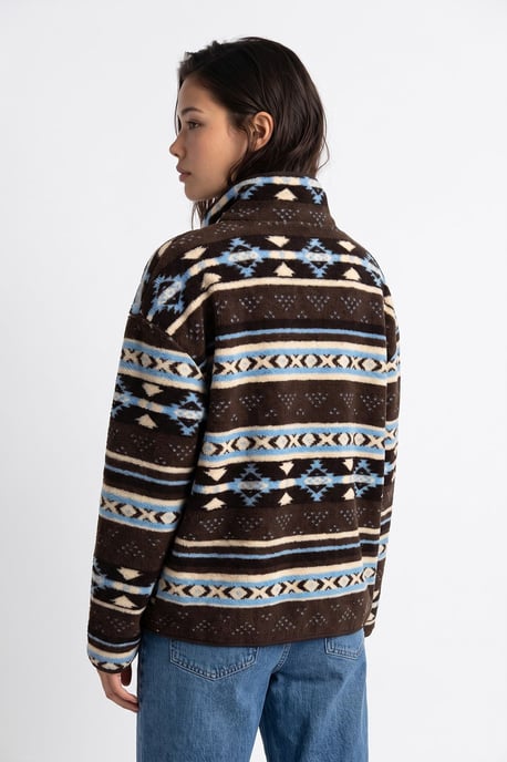 Mixray Sudadera de mujer con cuello de cremallera y estampado geométrico - Image 6