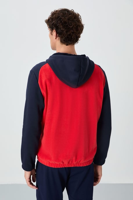 Sudadera de hombre de felpa con bloques de color y media cremallera - Image 5