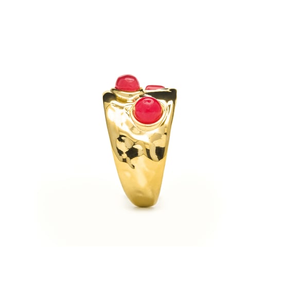 Anillo Luxenter acabado oro amarillo de 18k y Coral - Rekbas - Image 3