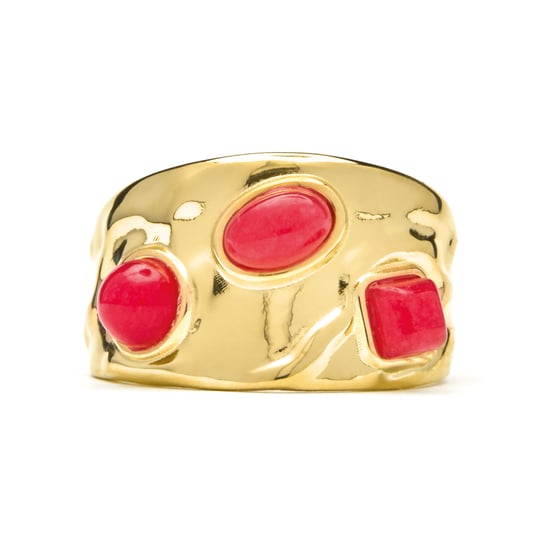 Anillo Luxenter acabado oro amarillo de 18k y Coral - Rekbas - Image 4