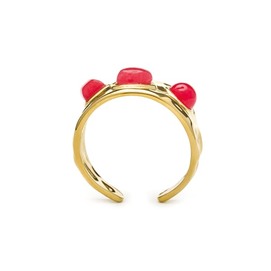 Anillo Luxenter acabado oro amarillo de 18k y Coral - Rekbas - Image 5