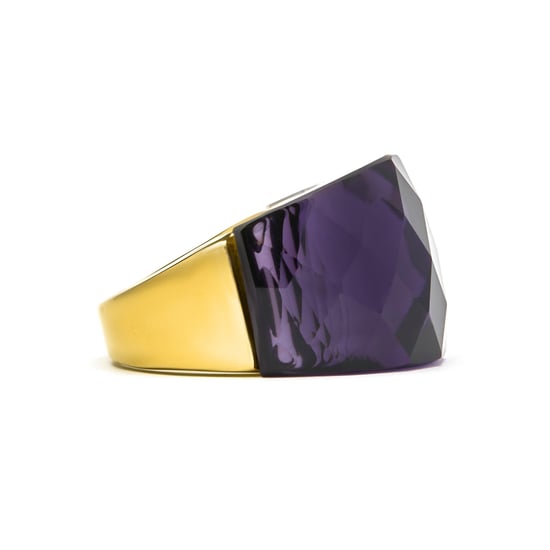 Anillo Luxenter con Cuarzo Hidrotermal Onix acabado en oro amarillo de 18k - Fadino - Image 3