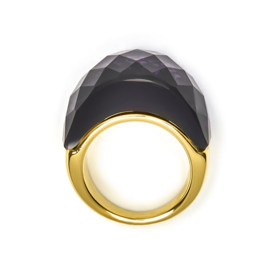 Anillo Luxenter con Cuarzo Hidrotermal Onix acabado en oro amarillo de 18k - Fadino - Image 6