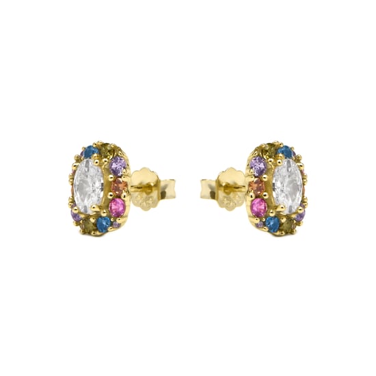 Pendientes Luxenter de Plata de Ley 925 y Circonita Multicolor acabado oro amarillo de 18k - Mezay - Image 3
