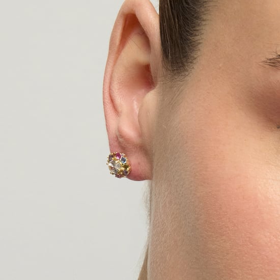 Pendientes Luxenter de Plata de Ley 925 y Circonita Multicolor acabado oro amarillo de 18k - Mezay - Image 4