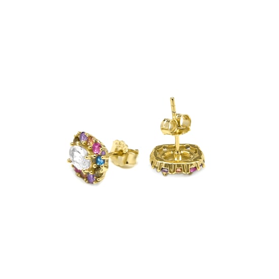 Pendientes Luxenter de Plata de Ley 925 y Circonita Multicolor acabado oro amarillo de 18k - Mezay - Image 5