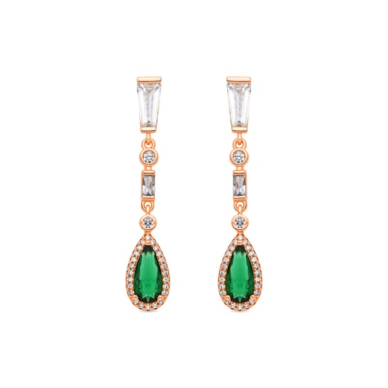 Pendientes Luxenter de Circonita Esmeralda acabado en oro amarillo de 18k - Orzus - Image 1