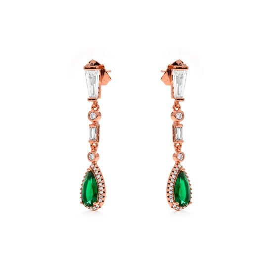 Pendientes Luxenter de Circonita Esmeralda acabado en oro amarillo de 18k - Orzus - Image 3