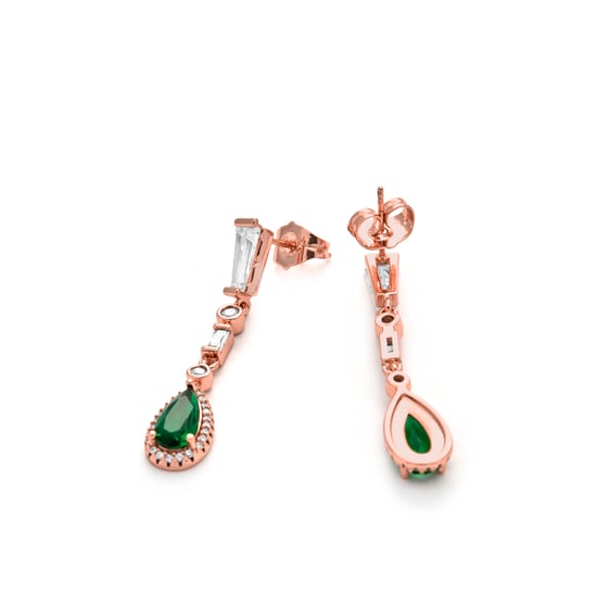 Pendientes Luxenter de Circonita Esmeralda acabado en oro amarillo de 18k - Orzus - Image 5