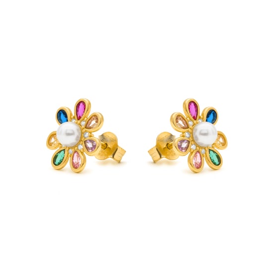 Pendientes Luxenter de Aleación de Metal y Circonita Multicolor acabado en Oro amarillo 18k - Bosul - Image 3