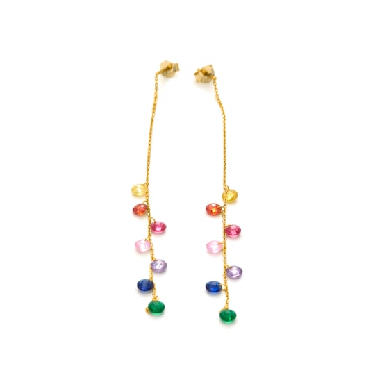 Pendientes Luxenter de Aleación de Metal y Circonita Multicolor acabado en Oro amarillo 18k - Melne - Image 5