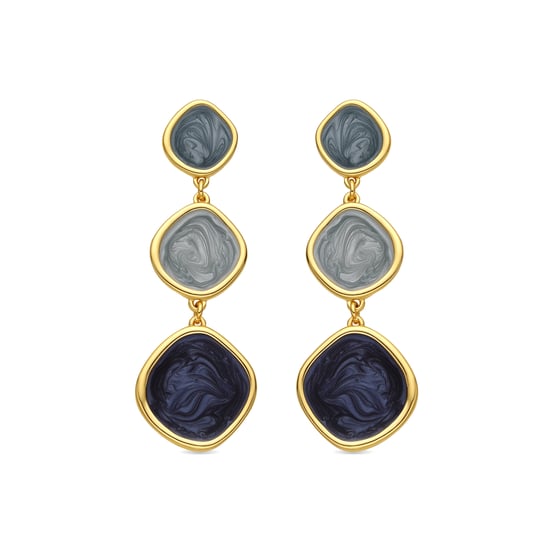 Pendientes Luxenter con Lacado Azul acabado oro 18k - Belgul - Image 1
