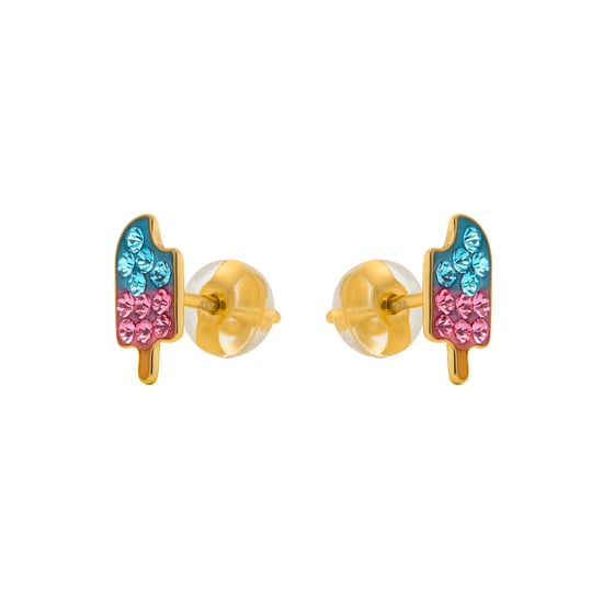 Pendientes Luxenter de Plata de Ley 925 y Circonita Multicolor acabado en oro amarillo 18k - Yakai - Image 3