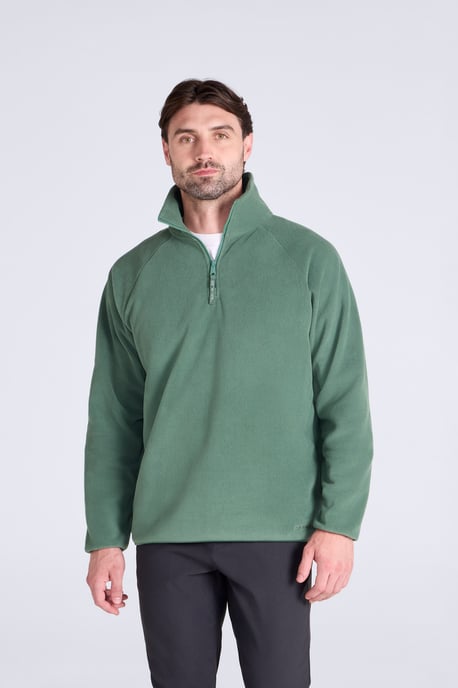 'Stockholm' Chaqueta de forro polar para hombre con media cremallera Jersey cálido y acogedor Verde oscuro - Image 1