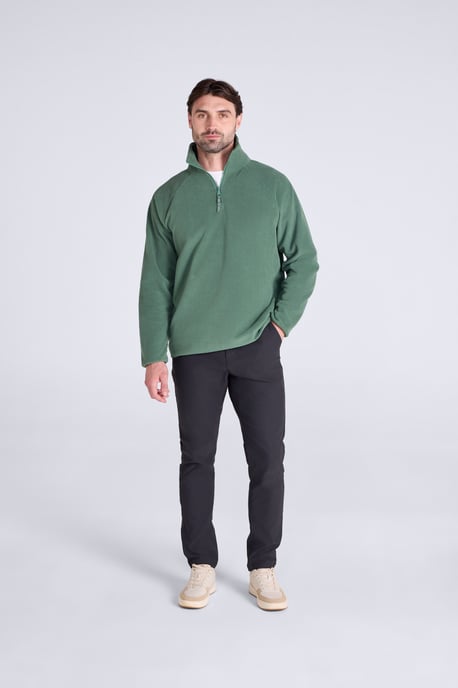 'Stockholm' Chaqueta de forro polar para hombre con media cremallera Jersey cálido y acogedor Verde oscuro - Image 2