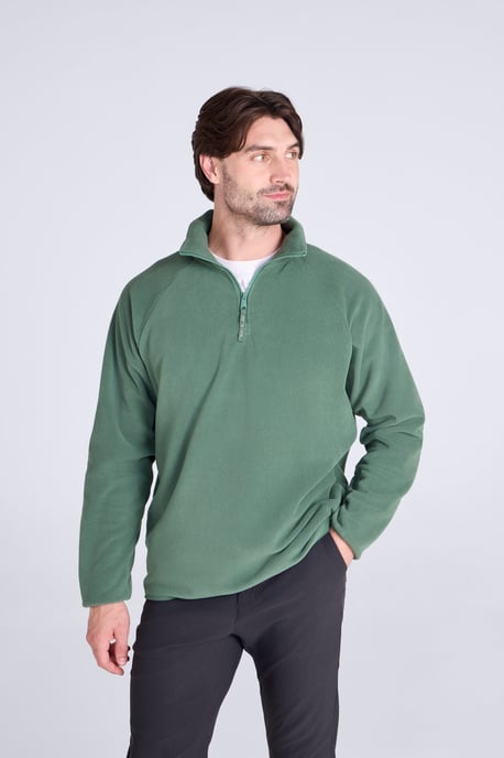 'Stockholm' Chaqueta de forro polar para hombre con media cremallera Jersey cálido y acogedor Verde oscuro - Image 4