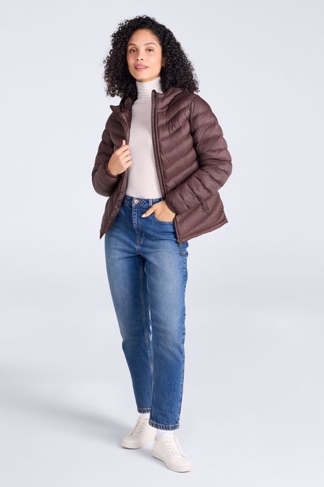 'Seasons' Chaqueta acolchada de mujer Abrigo de invierno aislante resistente al agua Marrón oscuro - Image 4