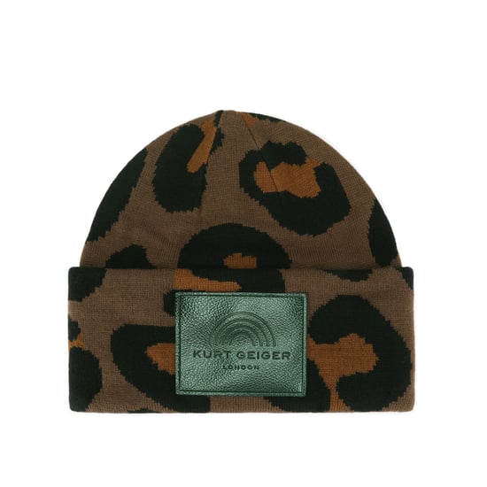 Kurt Geiger London Gorro de punto con vuelta Leopard - Image 1