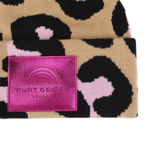 Kurt Geiger London Gorro de punto con vuelta de leopardo - Image 3