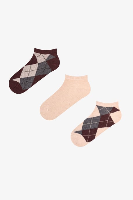 Calcetines de algodón brillantes con estampado de cuadros y rombos, pack de 2, tobilleros - Image 1