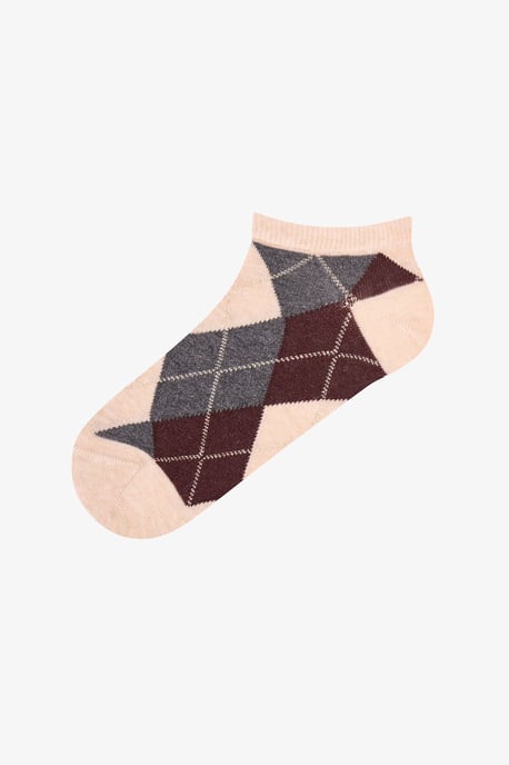 Calcetines de algodón brillantes con estampado de cuadros y rombos, pack de 2, tobilleros - Image 3