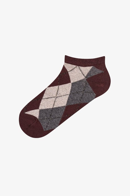 Calcetines de algodón brillantes con estampado de cuadros y rombos, pack de 2, tobilleros - Image 4