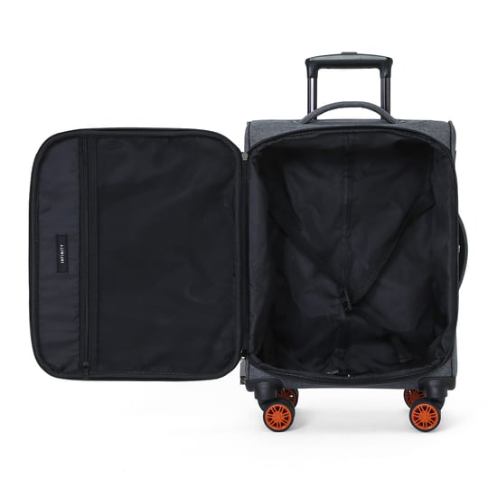 Maleta de cabina Soft Shell negra de lino 56x37x24cm con 8 ruedas - Image 4