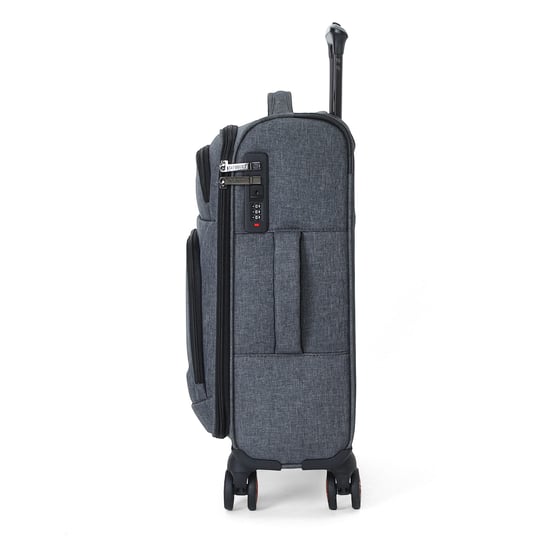 Maleta de cabina Soft Shell negra de lino 56x37x24cm con 8 ruedas - Image 5